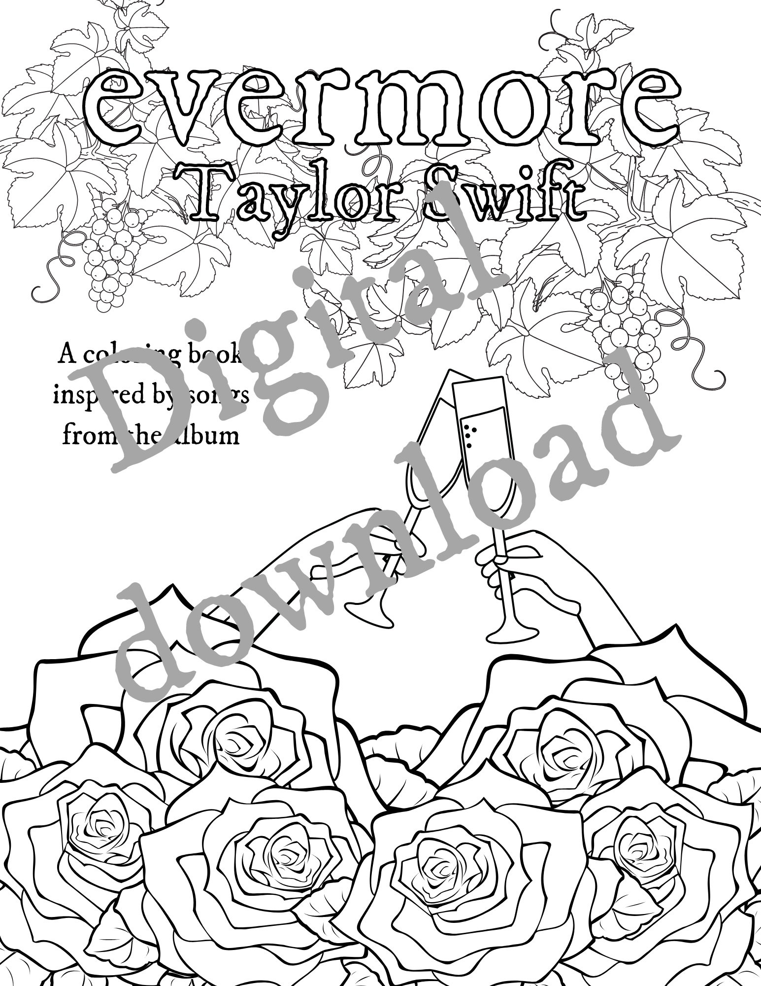Taylor swift evermore coloring pages download now