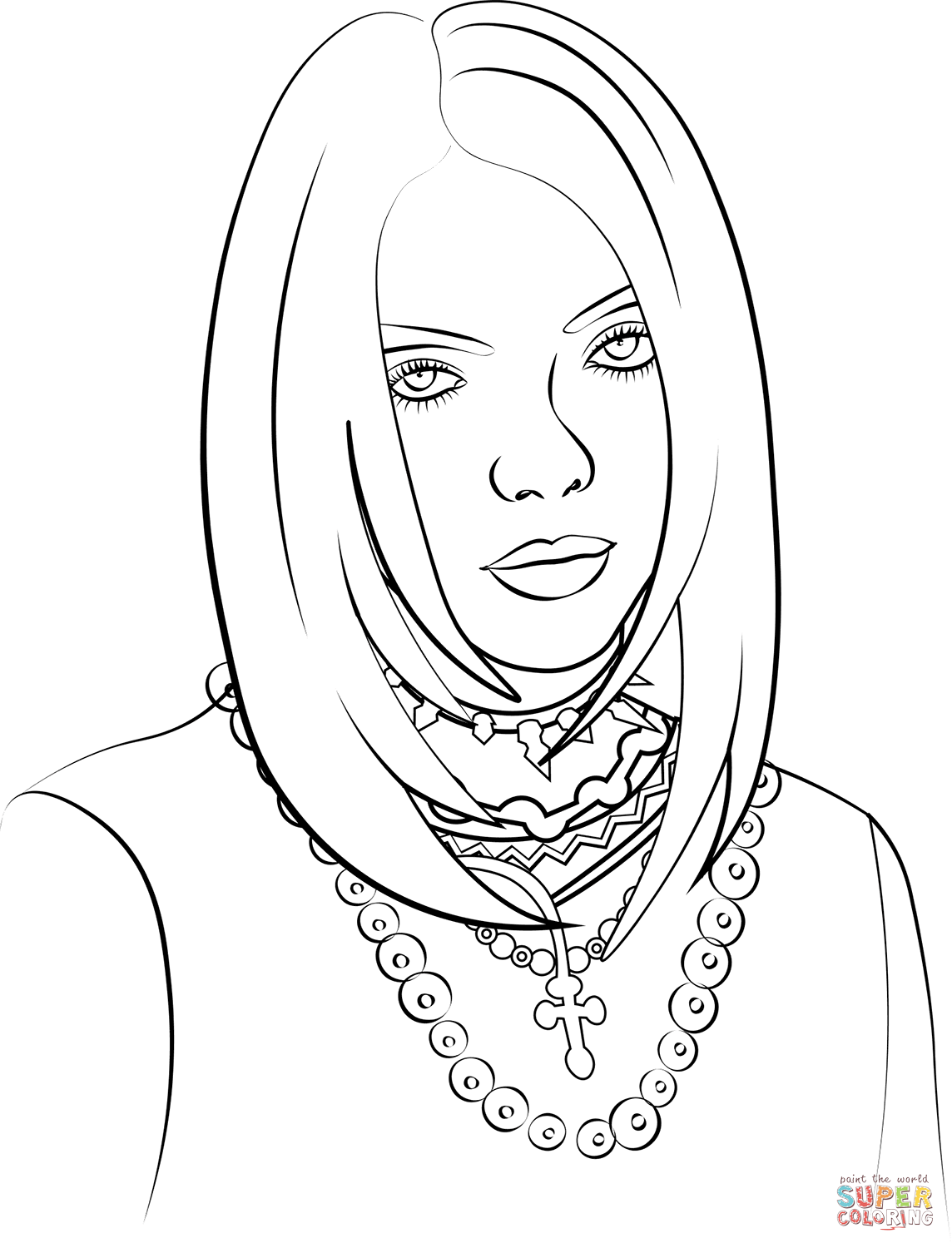 Billie eilish coloring page free printable coloring pages