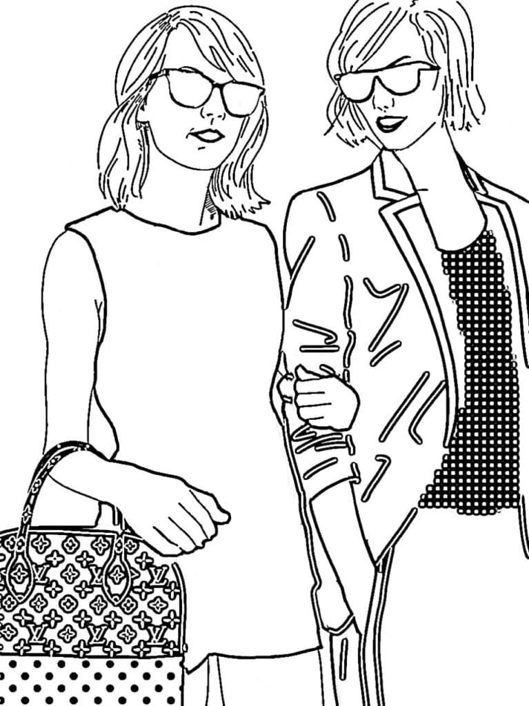 Taylor swift and friend coloring page