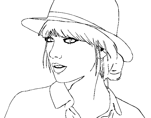 Taylor swift with hat coloring page