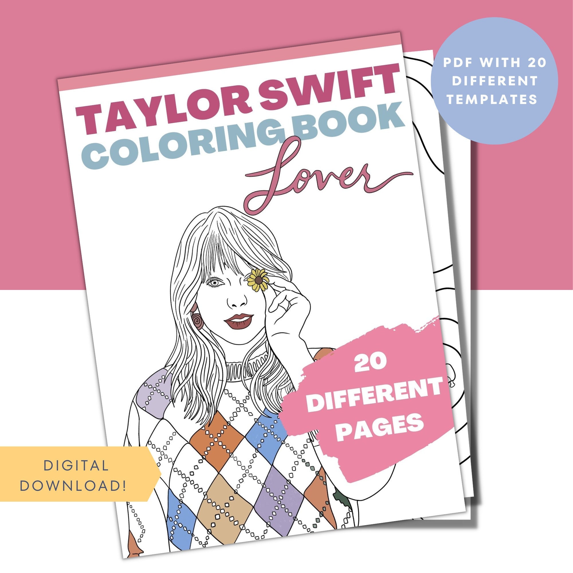 Taylor swift coloring book taylor swift lover coloring pages coloring book pdf digital download printable coloring pages instant download