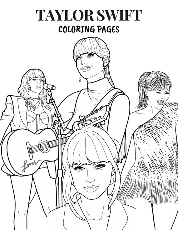 Taylor swift coloring pages downloadable printable perfect for swifties music fans