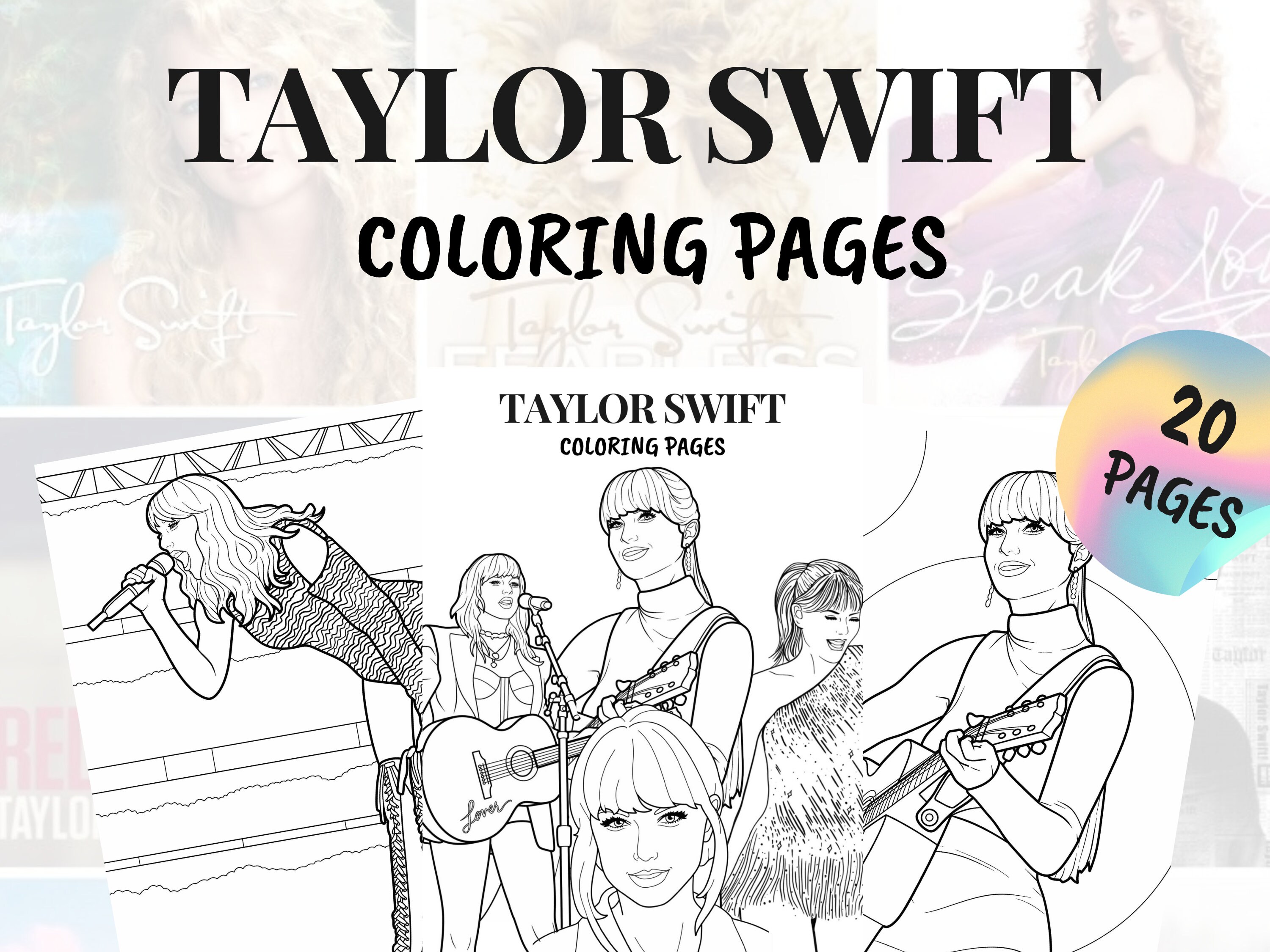 Taylor swift coloring pages downloadable printable perfect for swifties music fans