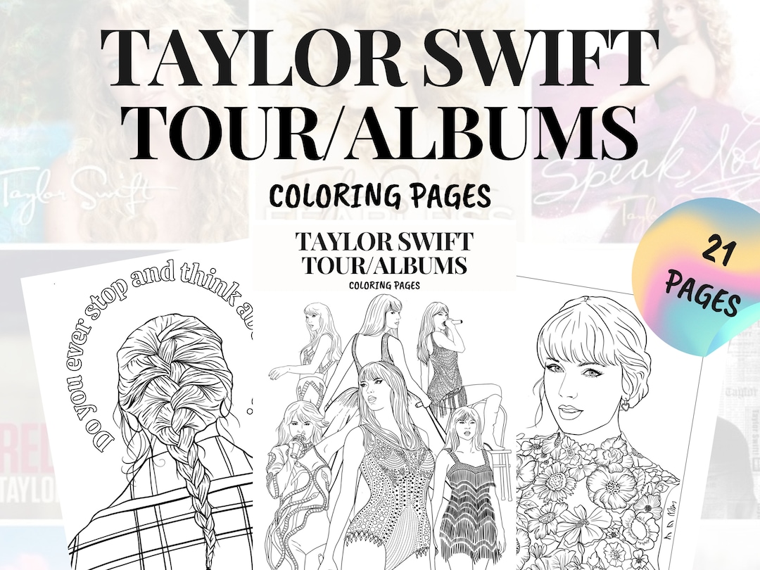 Taylor swift touralbums coloring pages downloadable printable perfect for swifties music fans