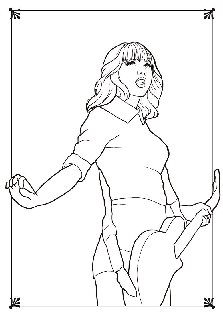 Red taylor swift coloring pages