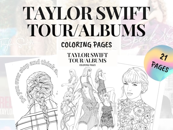 Taylor swift touralbums coloring pages downloadable printable perfect for swifties music fans