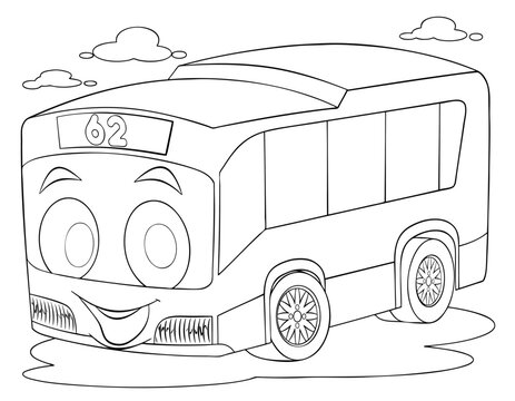 Cartoon city bus for coloring page vector