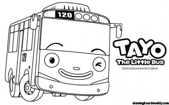 Tayo group coloring page