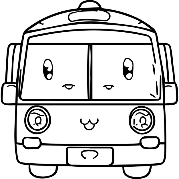 Premium vector kawaii bus coloring page
