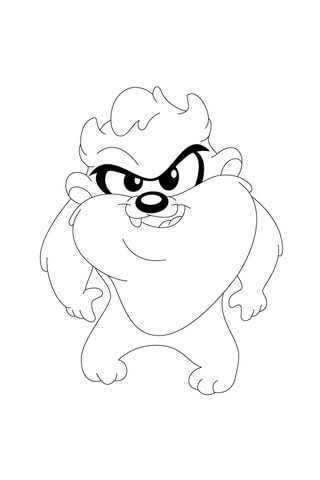 Taz is looking hungry and bares his teeth coloring page free printable coloring pages