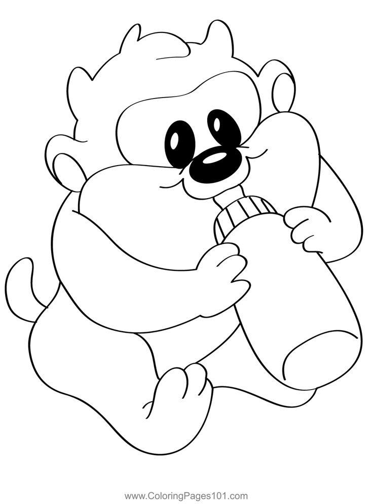Taz with bottle coloring page baby looney tunes coloring pages looney tunes