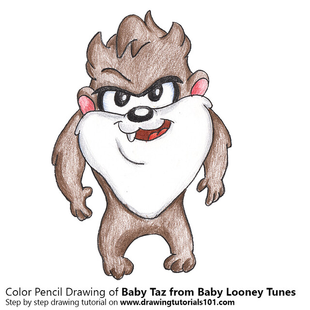 Baby taz from baby looney tunes with color pencils