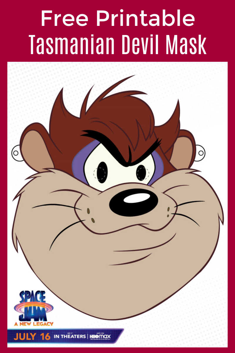 Free printable space jam taz mask craft