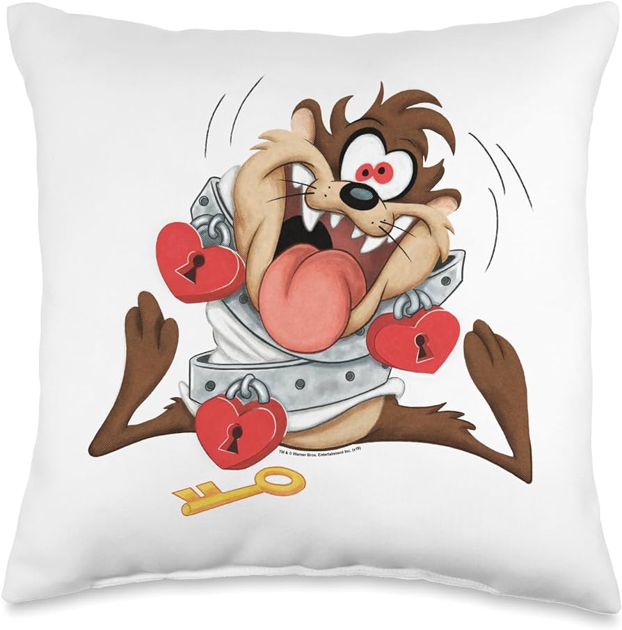 Looney tunes taz love locked valentines day throw pillow x multicolor home kitchen