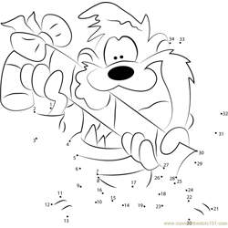 Tasmanian devil in love dot to dot printable worksheet