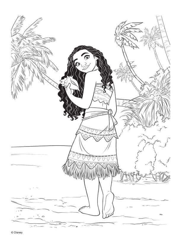 Lovely moana coloring page