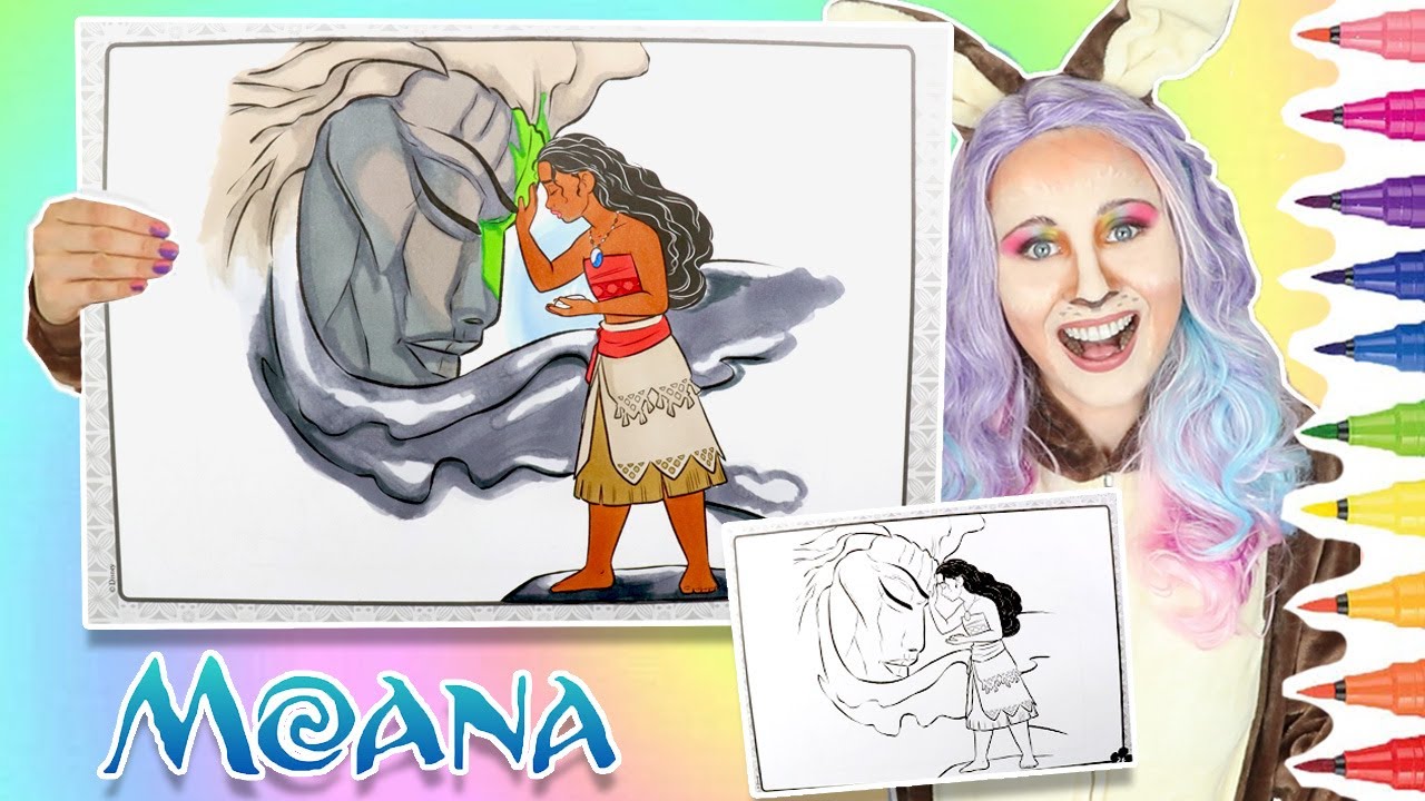 Coloring moana te ka transforming into te fiti disney giant coloring book page markers