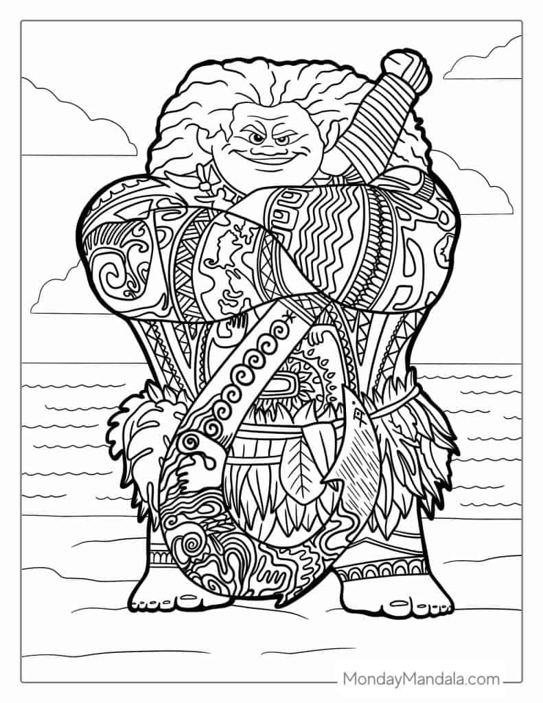 Moana coloring pages free pdf printables