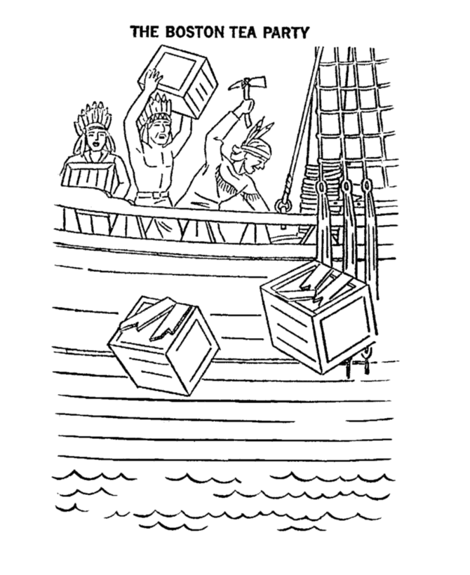 Boston tea party coloring page