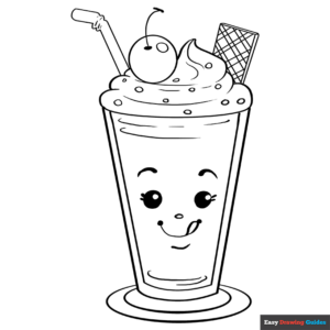 Milkshake coloring page easy drawing guides