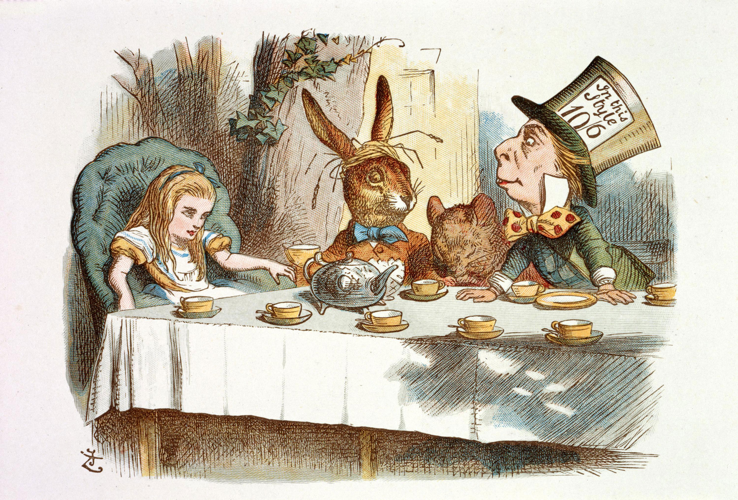The mad hatters tea party from the colour illustrated nursery alice â