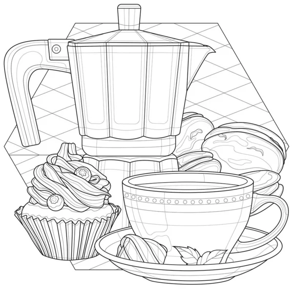 Teapot cup flowers coloring book antistress children adults illustration isolated stock vector by vlasenkoekaterinkagmail