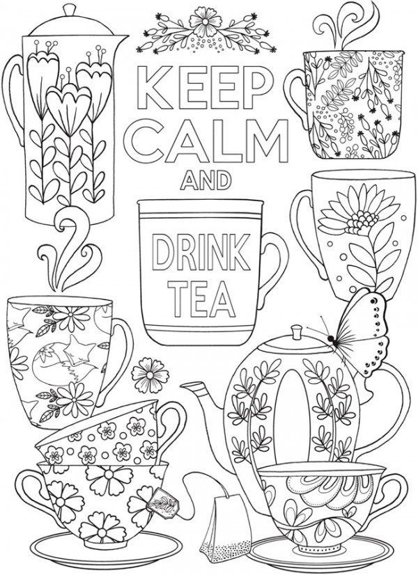 Keep calm and drink tea coloring page coloring pages free printable coloring pages coloring books