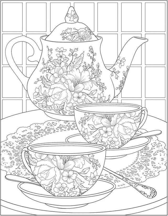 Cool tea set coloring page rcoolcoloringpages