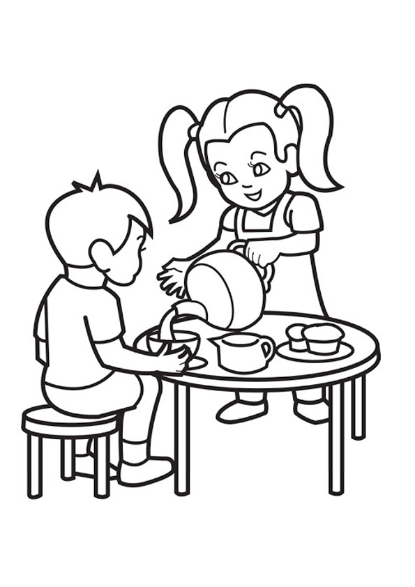 Coloring pages tea party coloring pages for kids