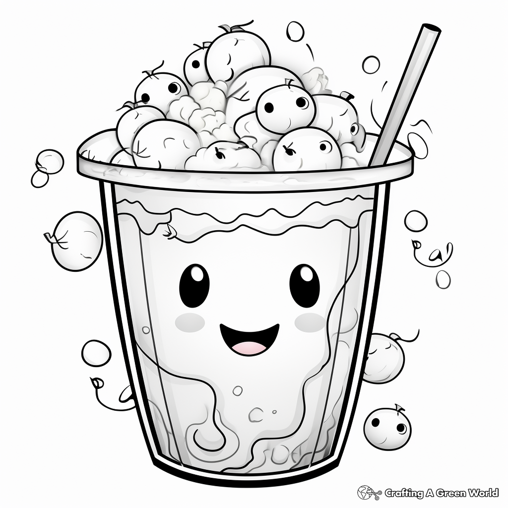 Cute bubble tea coloring pages