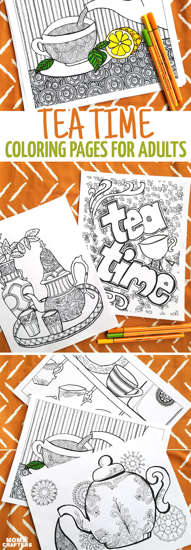 Tea coloring pages for adults