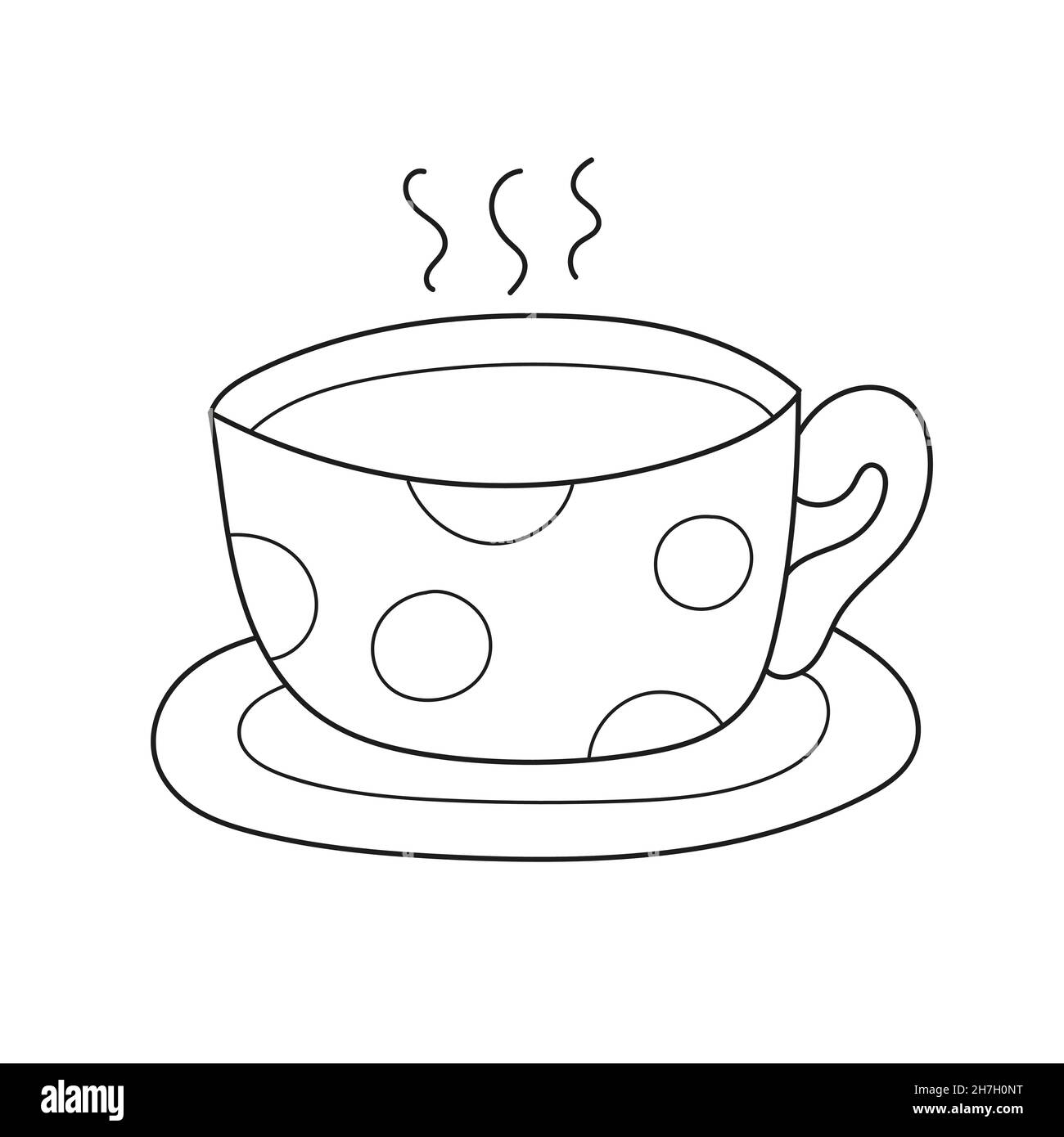 Simple coloring page coloring book for children vector coloring page a mug with polka dots pattern stock vector image art
