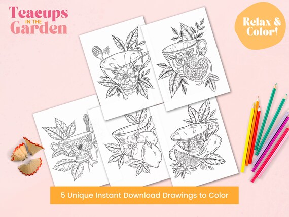 Printable coloring pages activities for kids easy to print coloring coloring book activity book teacup drawings teacup coloring page download now