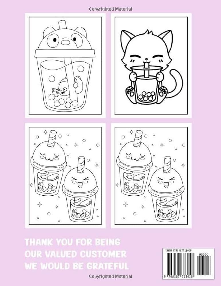 Boba tea coloring book relaxing and simple kawaii drinks with boba tea drawing pages for kids childs in birthday christmas gifst or special day by trejo terrell trejo