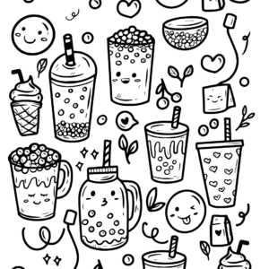 Boba tea coloring pages printable for free download