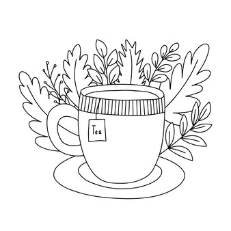 Tea coloring vectors illustrations for free download