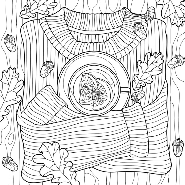 Hundred cups tea surrounded by autumn leaves royalty