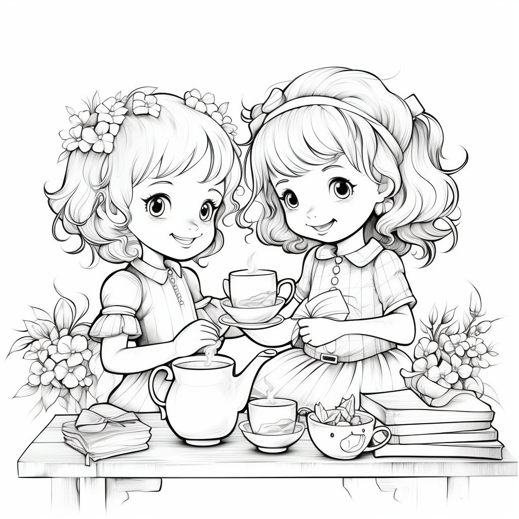 Tea coloring pages