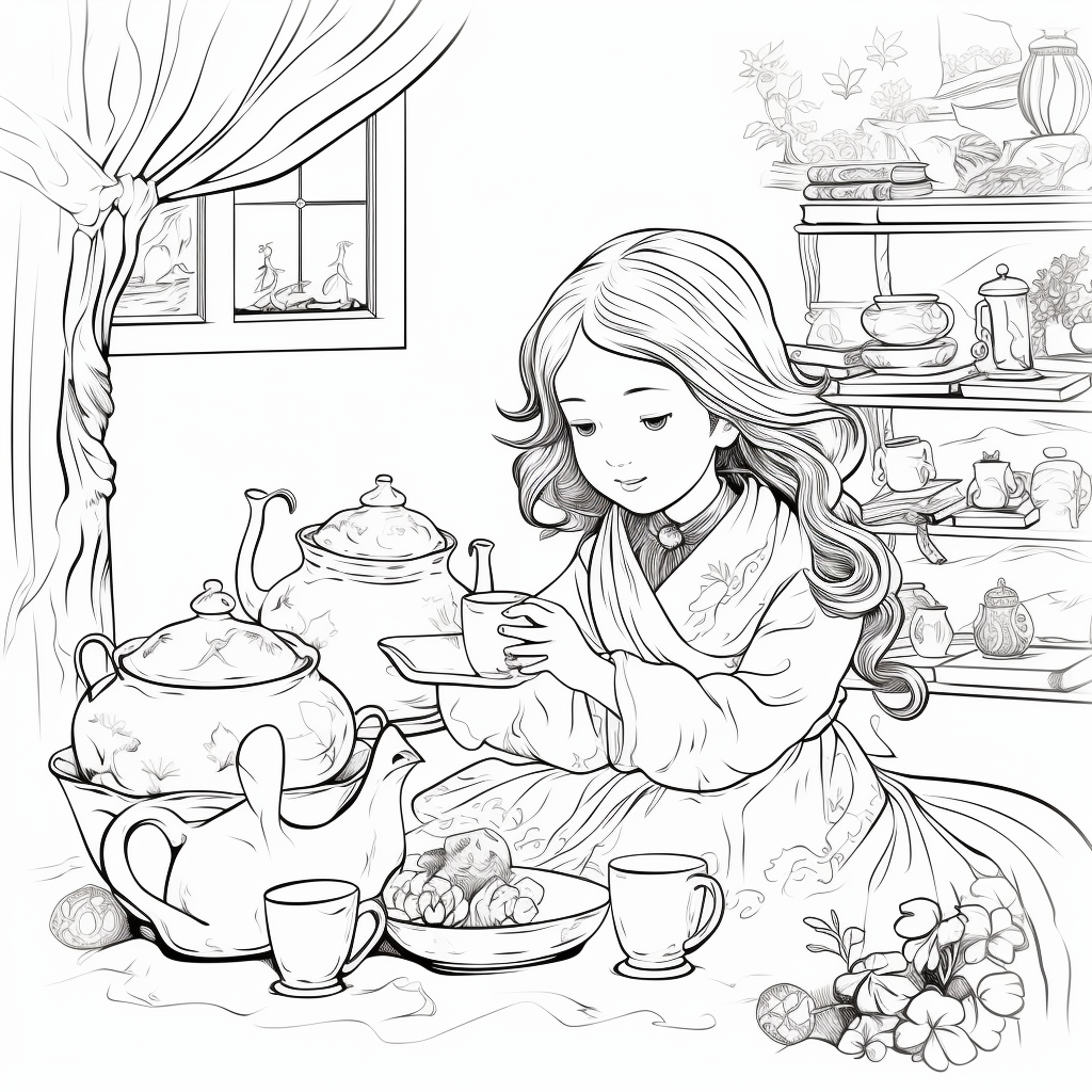 Tea coloring pages