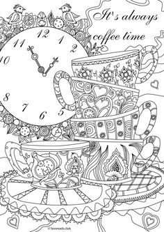 Tea coloring art print pages colouring for adults ideas coloring book pages coloring pages colouring pages