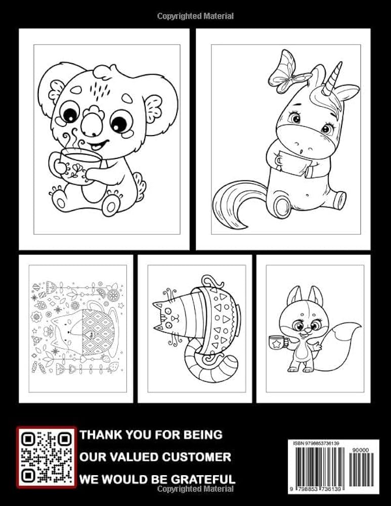 Tea party for kids coloring book tea time coloring pages with a unique collection of teapots teacups and kawaii animals for kids boys girls to unleash the creativity
