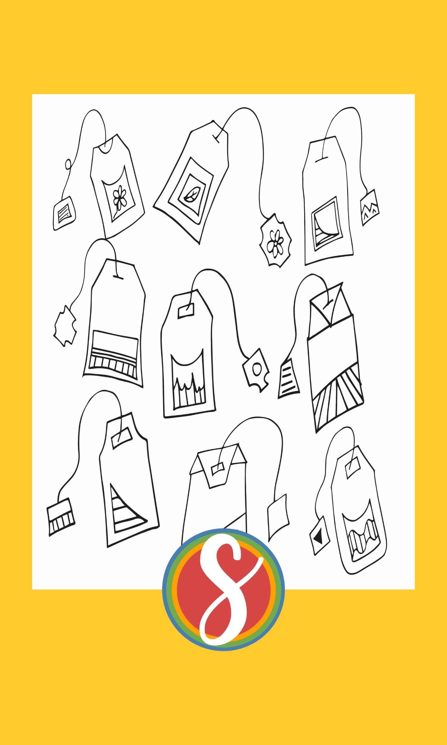 Free tea coloring pages â stevie doodles