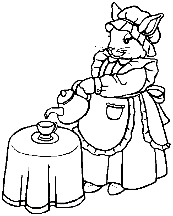 Bunny tea party coloring pages