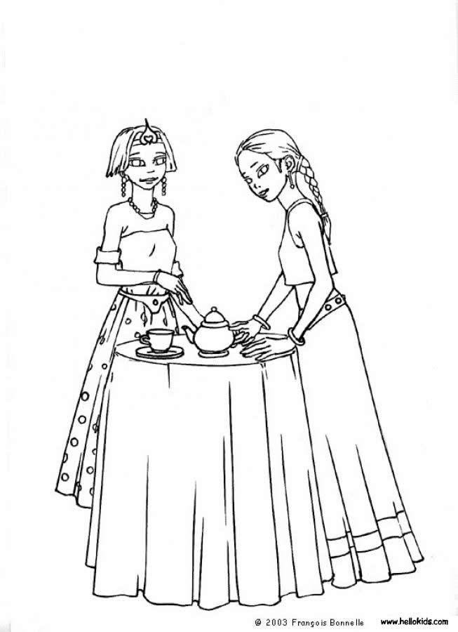 Princess tea party coloring pages