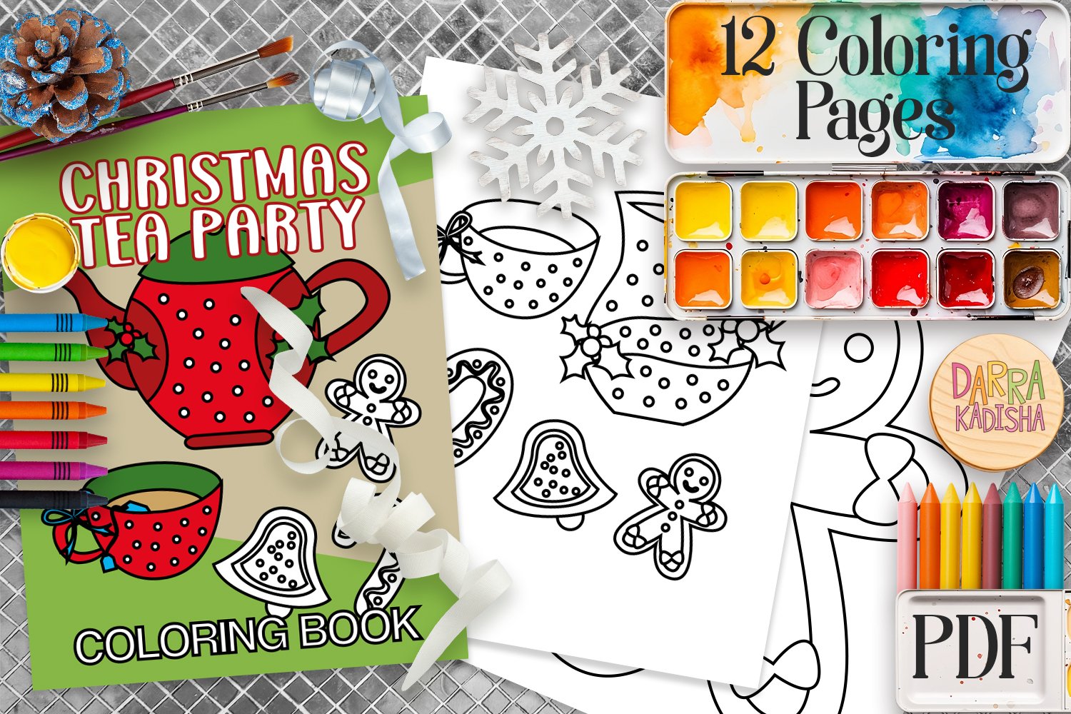 Christmas tea party coloring book for kids