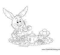 Bunny tea party coloring pages
