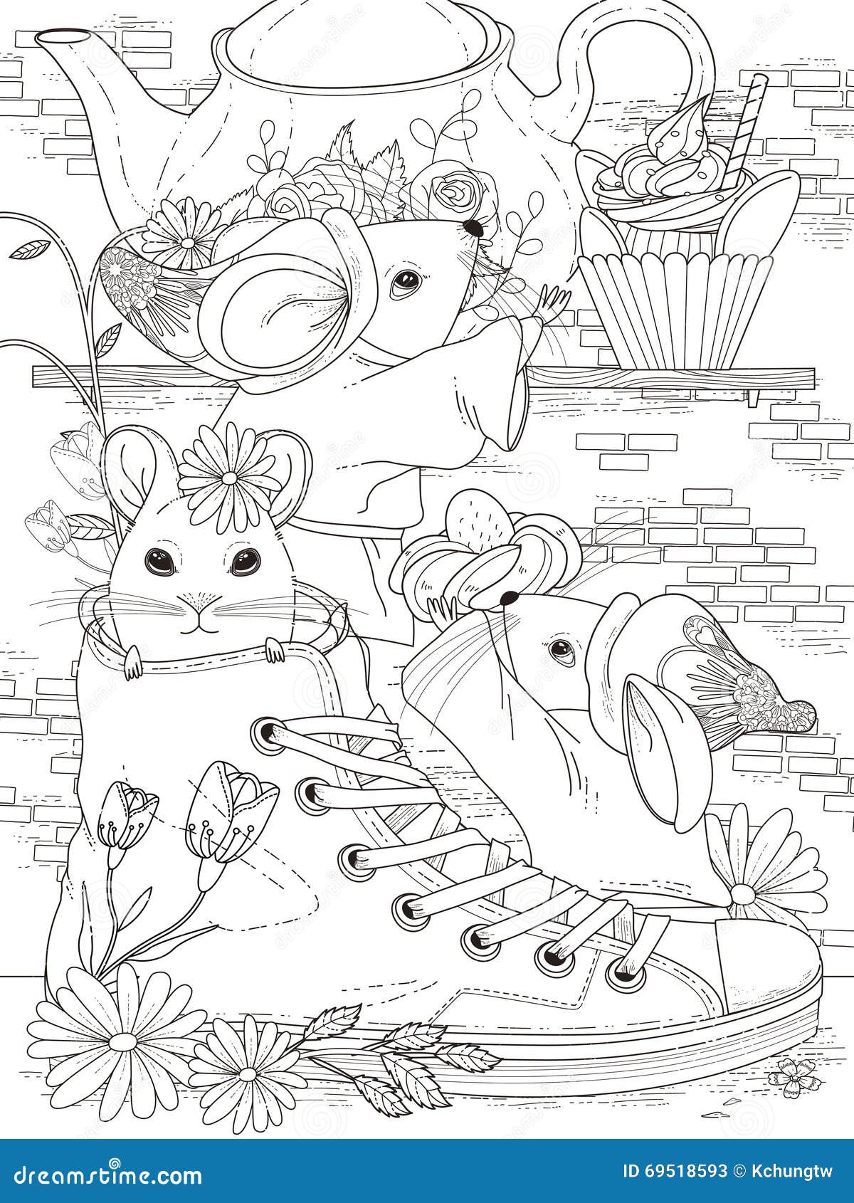Mice adult coloring page stock illustration illustration of detailed