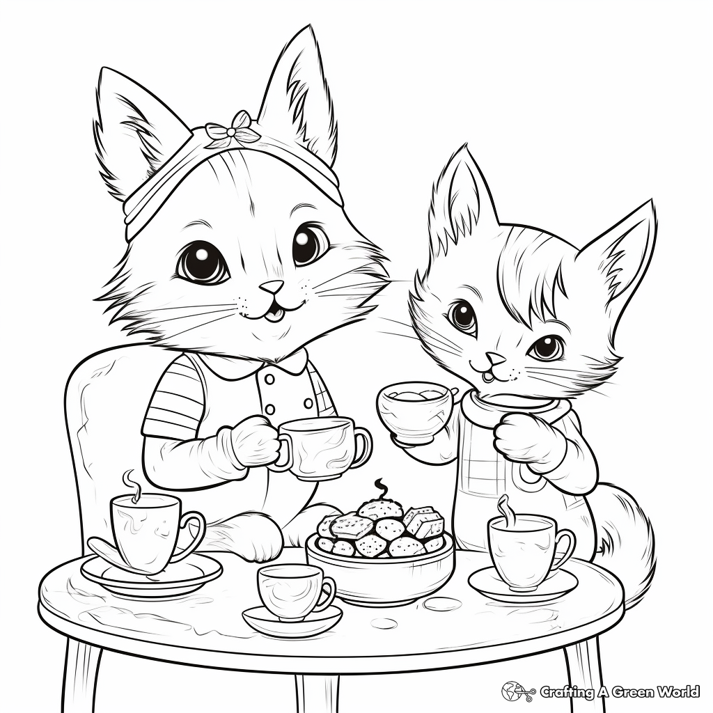 Cat and bunny coloring pages
