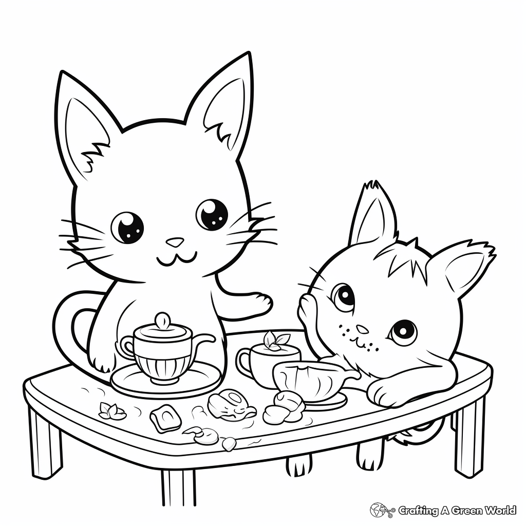 Cat and bunny coloring pages
