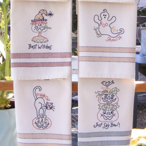 Happy halloween tea towels